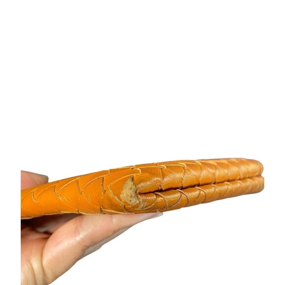 2010 BOTTEGA VENETA WOVEN LEATHER ZIP AROUND WALLET ORANGE - Picture 4 of 14